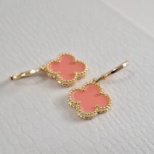 Pink Clover Gold Filled Dangle earrings